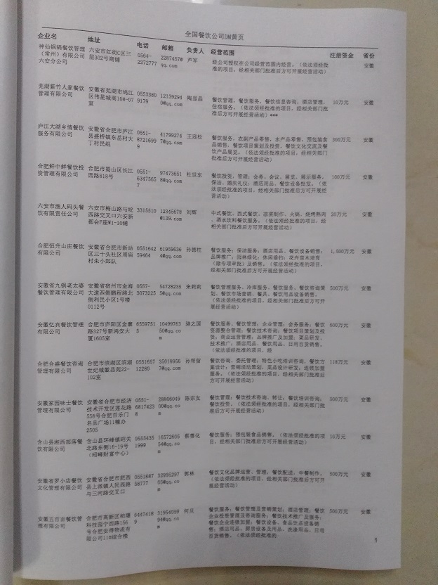 中國餐飲企業(yè)黃頁可開展精準(zhǔn)營銷，電話營銷、郵件營銷、傳真營銷等等多管齊下，圓您銷售冠軍夢
