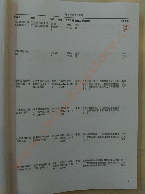 遼寧印刷企業(yè)黃頁(yè)收錄了最新的遼寧印刷企業(yè)名單，具有極高的營(yíng)銷(xiāo)價(jià)值，實(shí)實(shí)在在提高銷(xiāo)售業(yè)績(jī)